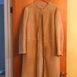 Sheepskin coat, long, suede, made in Italy